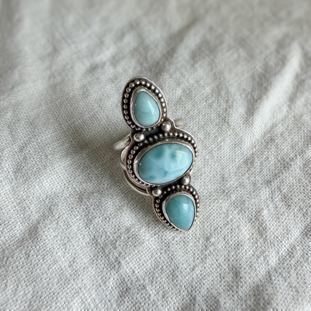 Turquoise Statement Ring | Sterling Silver | Southwestern Boho | Size 7.5
